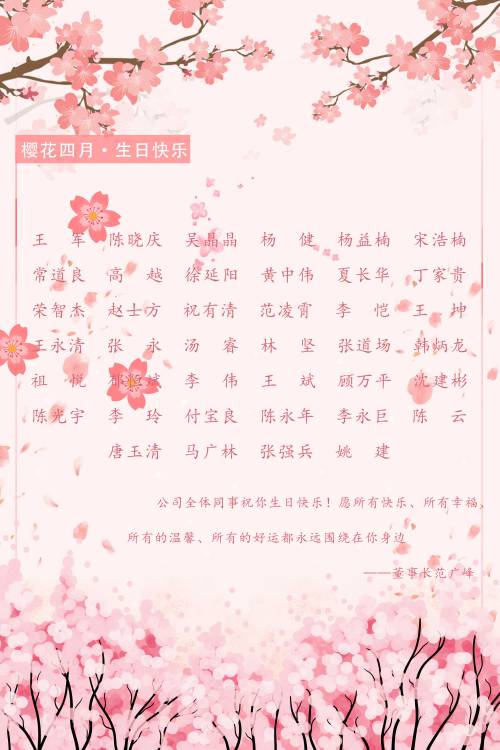 【生日祝?！抗ё?月生日的員工生日快樂！
