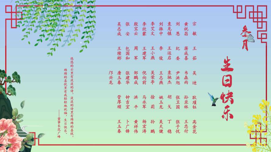 【生日祝?！抗ё?月生日的員工生日快樂！